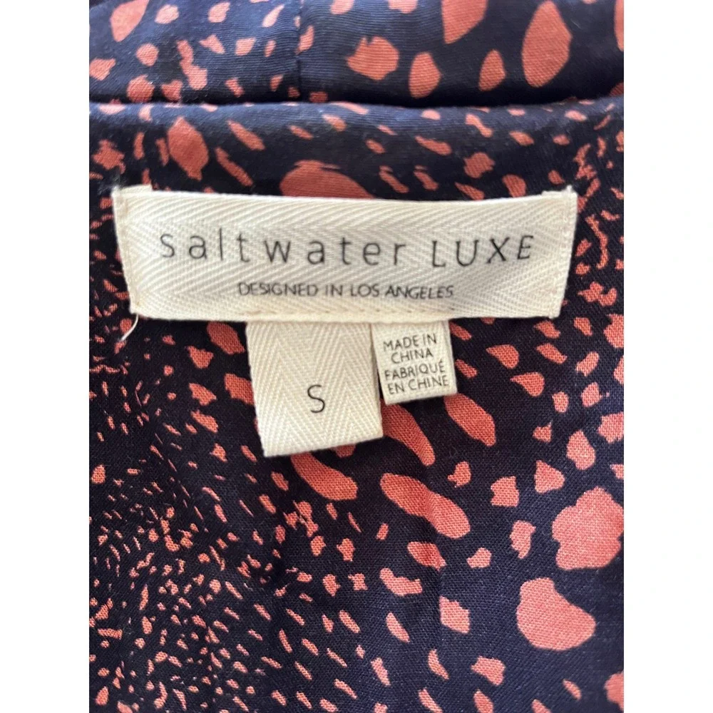 Anthropologie Saltwater Luxe Bomber Jacket Black Tan Colorblock Varsity Style S